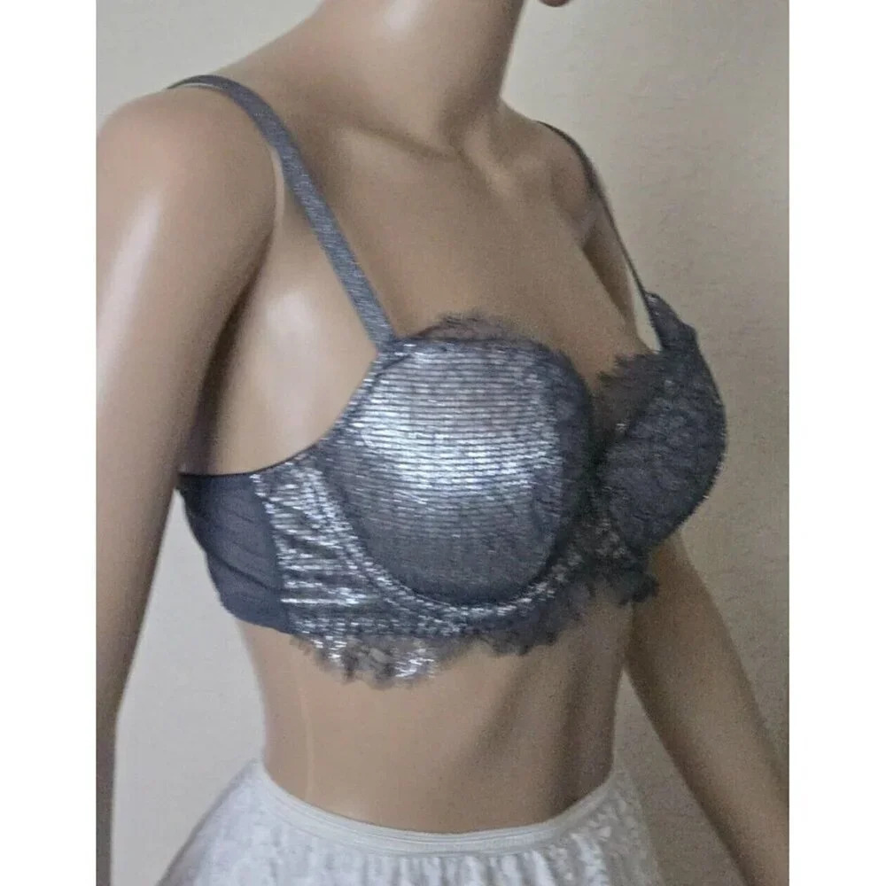 Victoria’s Secret Dream Angels Lightly Lined Demi Bra lace pewter Size 36B - Picture 3 of 6